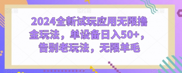 2024全新试玩应用无限撸金玩法，单设备日入50+，告别老玩法，无限羊毛【揭秘】 - 163资源网-163资源网