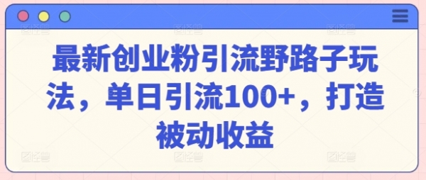 最新创业粉引流野路子玩法，单日引流100+，打造被动收益 - 163资源网-163资源网