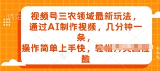 视频号三农领域最新玩法，通过AI制作视频，几分钟一条，操作简单上手快 - 163资源网-163资源网