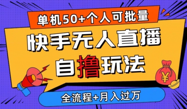 2024最新快手无人直播自撸玩法，单机日入50+，个人也可以批量操作，详细教程 - 163资源网-163资源网