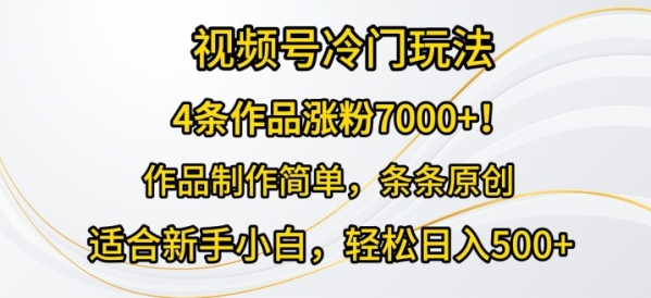 4条作品涨粉7000+，视频号冷门玩法，作品制作简单，条条原创 - 163资源网-163资源网