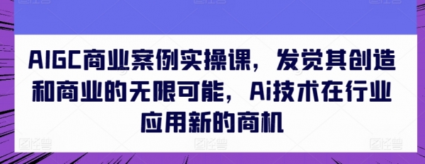 AIGC商业案例实操课，发觉其创造和商业的无限可能，Ai技术在行业应用新的商机 - 163资源网-163资源网