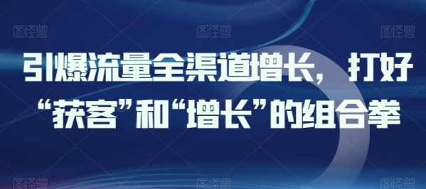 引爆流量全渠道增长，打好“获客”和“增长”的组合拳 - 163资源网-163资源网