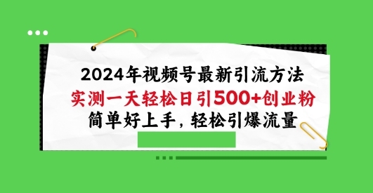 2024年视频号最新引流方法，实测一天轻松日引100+创业粉，简单好上手，轻松引爆流量【揭秘】 - 163资源网-163资源网