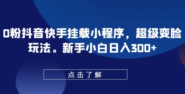 0粉抖音快手挂载小程序，超级变脸玩法，新手小白日入300+【揭秘】 - 163资源网-163资源网