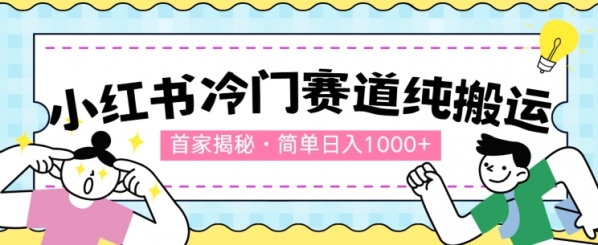 首家揭秘：小红书冷门赛道，简单无脑搬运，100%原创 - 163资源网-163资源网