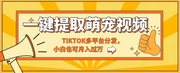 一键智能提取tiktok萌宠视频，多平台分发，小白也可月入过W - 163资源网-163资源网