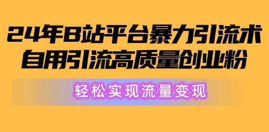 2024年B站平台暴力引流术，自用引流高质量创业粉，轻松实现流量变现! - 163资源网-163资源网