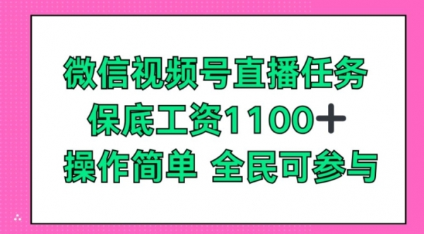 微信视频号直播任务，保底工资1100+，全民可参与 - 163资源网-163资源网