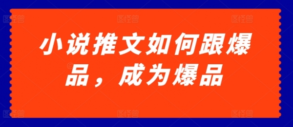 小说推文如何跟爆品，成为爆品【揭秘】 - 163资源网-163资源网