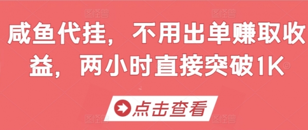 咸鱼代挂，不用出单赚取收益，两小时直接突破1K - 163资源网-163资源网