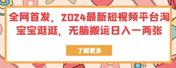 全网首发，2024最新短视频平台淘宝宝逛逛，无脑搬运日入一两张 - 163资源网-163资源网