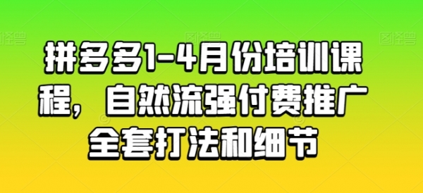 拼多多1-4月份培训课程，自然流强付费推广全套打法和细节 - 163资源网-163资源网