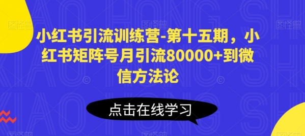 小红书引流训练营-第十五期，小红书矩阵号月引流80000+到微信方法论 - 163资源网-163资源网