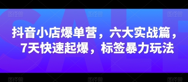 抖音小店爆单营，六大实战篇，7天快速起爆，标签暴力玩法 - 163资源网-163资源网