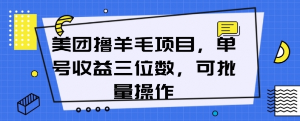 美团撸羊毛项目，单号收益三位数，可批量操作 - 163资源网-163资源网