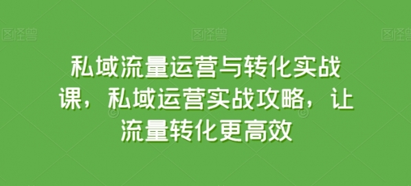 私域流量运营与转化实战课，私域运营实战攻略，让流量转化更高效 - 163资源网-163资源网