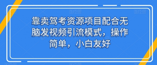 靠卖驾考资源项目配合无脑发视频引流模式，操作简单，小白友好【揭秘】 - 163资源网-163资源网