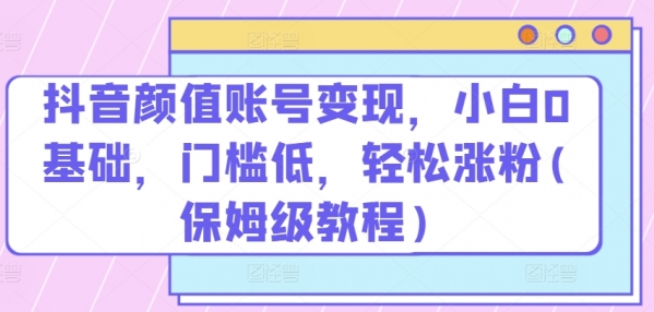 抖音颜值账号变现，小白0基础，门槛低，​轻松涨粉(保姆级教程)【揭秘】 - 163资源网-163资源网