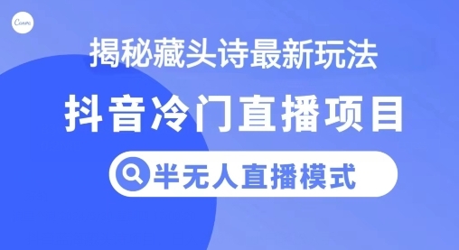 抖音蓝海藏头诗项目，半无人直播模式，小白轻松入手 - 163资源网-163资源网