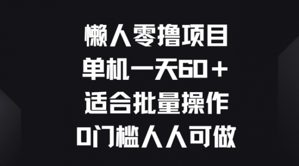 懒人零撸项目，单机一天60+适合批量操作，0门槛人人可做 - 163资源网-163资源网