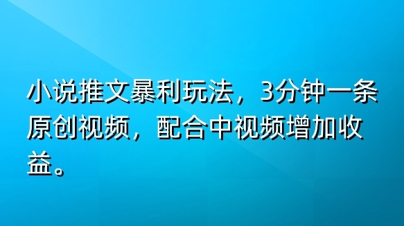 小说推文暴利玩法，3分钟一条原创视频，加入中视频计划多一份收益 - 163资源网-163资源网