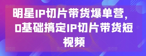 明星IP切片带货爆单营，0基础搞定IP切片带货短视频 - 163资源网-163资源网