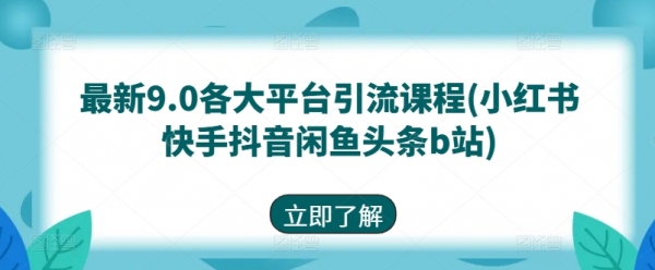 最新9.0各大平台引流课程(小红书快手抖音闲鱼头条b站) - 163资源网-163资源网