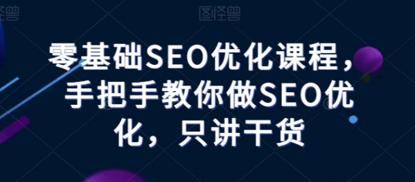 零基础SEO优化课程，手把手教你做SEO优化，只讲干货 - 163资源网-163资源网