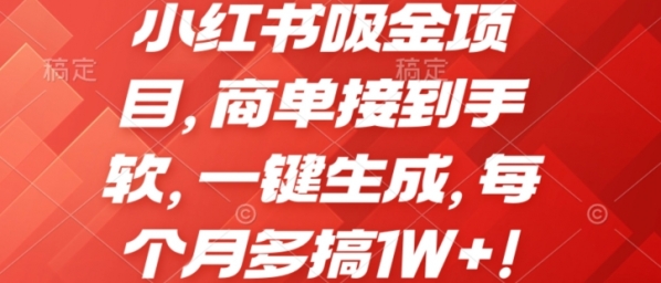 小红书吸金项目，商单接到手软，一键生成，每个月多搞1W+! - 163资源网-163资源网