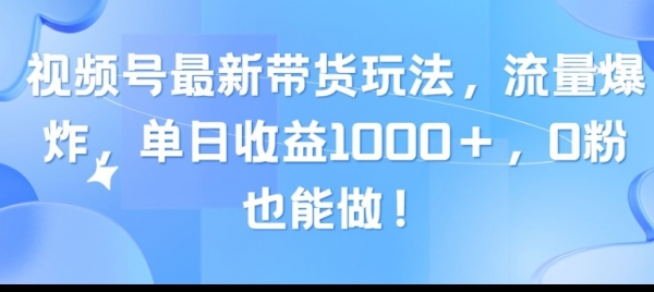 视频号最新带货玩法，流量爆炸，单天就有收益，0粉也能做 - 163资源网-163资源网