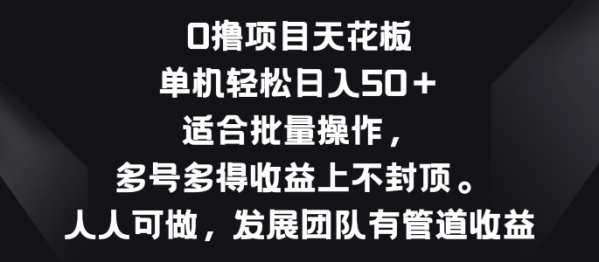 零撸项目天花板，单机一天 50+适合批量操作，多号多得收益无上限 - 163资源网-163资源网