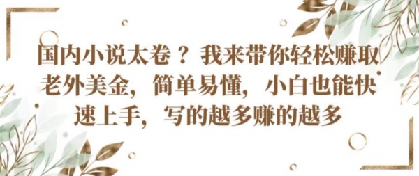 国内小说太卷 ?带你轻松赚取老外美金，简单易懂，小白也能快速上手，写的越多赚的越多【揭秘】 - 163资源网-163资源网