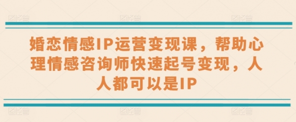 婚恋情感IP运营变现课，帮助心理情感咨询师快速起号变现，人人都可以是IP - 163资源网-163资源网