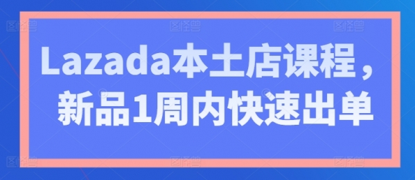 Lazada本土店课程，新品1周内快速出单 - 163资源网-163资源网