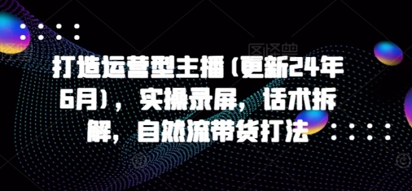 打造运营型主播(更新24年6月)，实操录屏，话术拆解，自然流带货打法 - 163资源网-163资源网