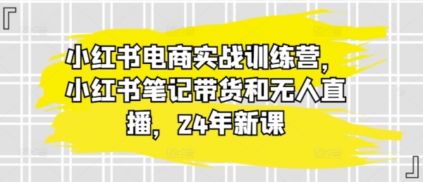 小红书电商实战训练营，小红书笔记带货和无人直播，24年新课 - 163资源网-163资源网