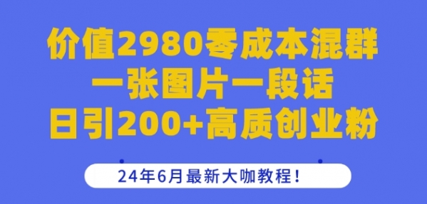 价值2980零成本混群一张图片一段话日引200+高质创业粉，24年6月最新大咖教程【揭秘】 - 163资源网-163资源网