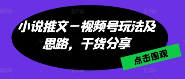 小说推文—视频号玩法及思路，干货分享 - 163资源网-163资源网