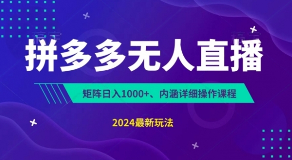 拼多多无人直播不封号，0投入，3天必起，无脑挂机，日入1k+【揭秘】 - 163资源网-163资源网