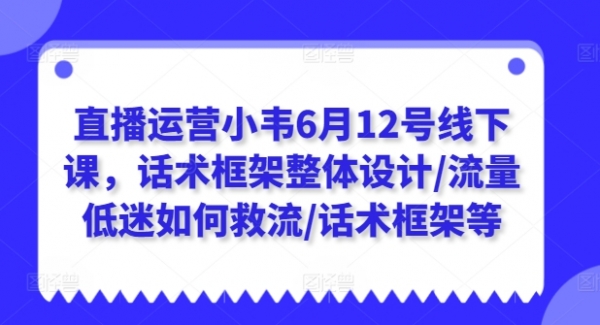 直播运营小韦6月12号线下课，话术框架整体设计/流量低迷如何救流/话术框架等 - 163资源网-163资源网