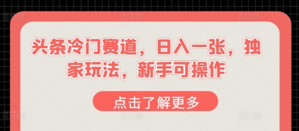 头条冷门赛道，日入一张，独家玩法，新手可操作 - 163资源网-163资源网