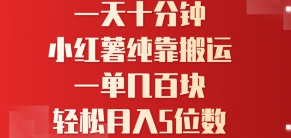 一天10分钟，小红书全靠搬运，一单几百块，轻松月入4位数 - 163资源网-163资源网