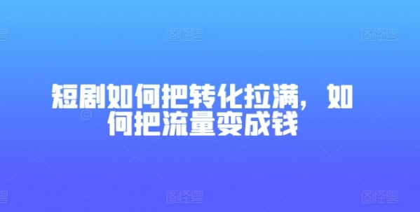 短剧如何把转化拉满，如何把流量变成钱 - 163资源网-163资源网