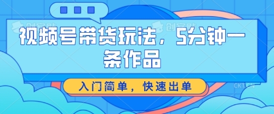 视频号带货玩法，5分钟一条作品，入门简单，快速出单【揭秘】 - 163资源网-163资源网