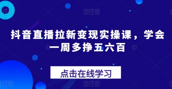 抖音直播拉新变现实操课，学会一周多挣五六百 - 163资源网-163资源网