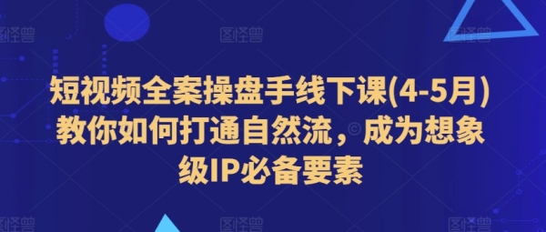 短视频全案操盘手线下课(4-5月)教你如何打通自然流，成为想象级IP必备要素 - 163资源网-163资源网