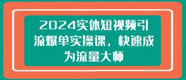 2024实体短视频引流爆单实操课，快速成为流量大师 - 163资源网-163资源网