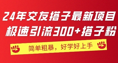 2024年交友搭子最新项目，极速引流300+搭子粉，简单粗暴，好学好上手 - 163资源网-163资源网