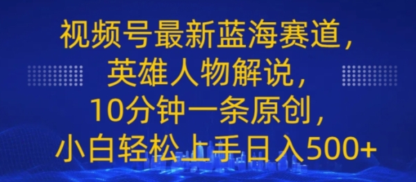 视频号最新蓝海赛道，英雄人物解说，10分钟一条原创，小白轻松上手日入几张 - 163资源网-163资源网